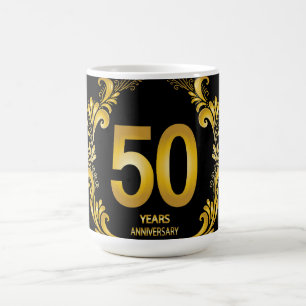 Taza Mágica Aniversario del Boda Purpurina de Oro de 50 años