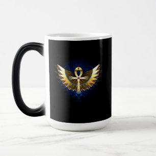 Taza Mágica Ankh de oro con alas