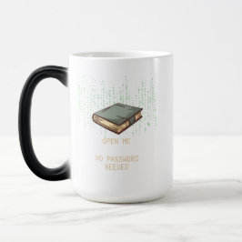 Taza Mágica Antiguo libro con código binario citado para Tech