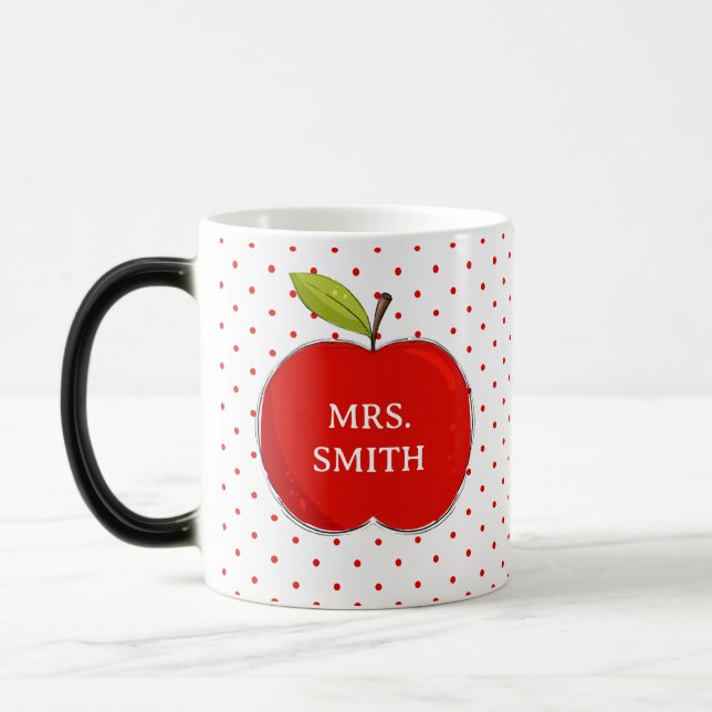 Taza Mágica Apple Teacher Gift Mug | Cute Polka Dot Teacher (Izquierda)