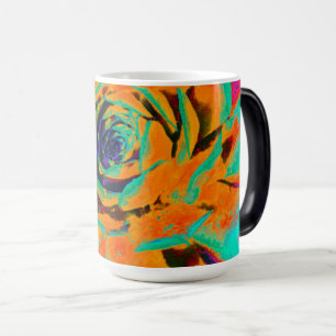 Taza Mágica Aquamarina y Naranja Succulum Rosette