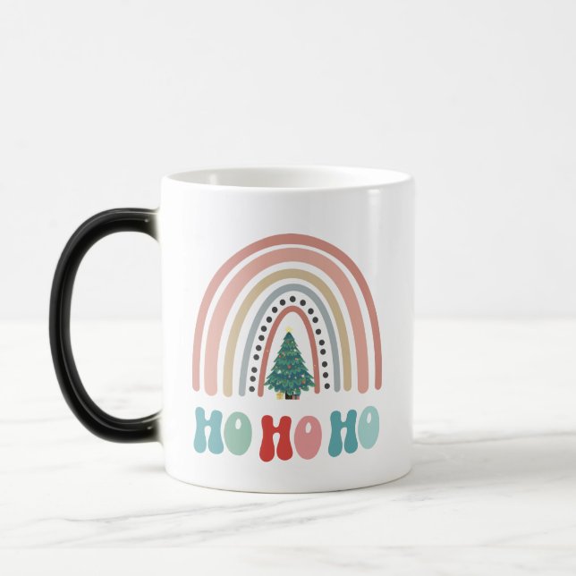 Taza Mágica Árbol de arcoiris navideño con ilusión (Izquierda)
