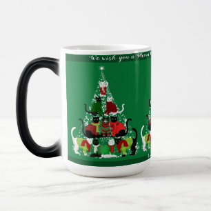 Taza Mágica Árbol de navidad de felino lindo personalizado