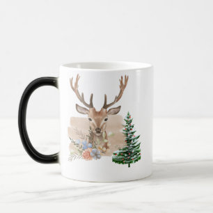 Taza Mágica Árbol de Navidad Rústico con Acuarela Marrón-Beige