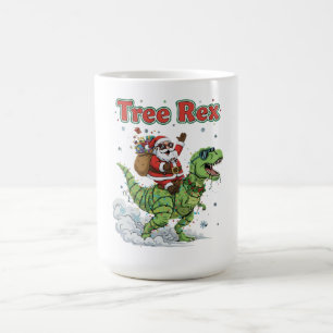 Taza Mágica Árbol Divertido Rex Santa Montando Dinosaurio T-Re