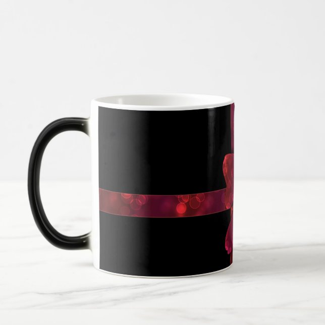 Taza Mágica Arco rojo purpurina y estrellas en negro (Izquierda)