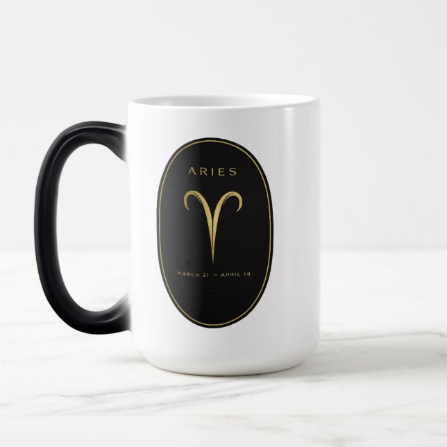 Taza Mágica Aries Zodiac Mug – Black & Gold Luxury Emblem | Bl (Izquierda)