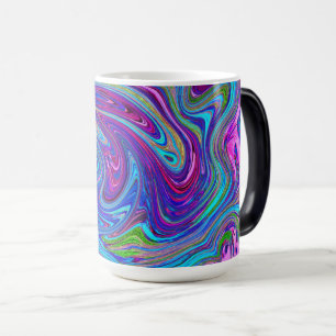Taza Mágica Arte abstracto retro genial azul, rosa y púrpura