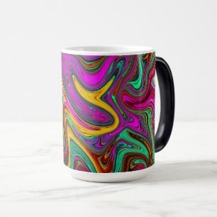 Taza Mágica Arte abstracto rosa caliente marmoleado y verde es