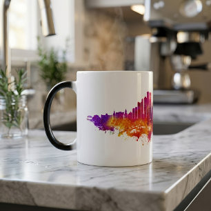 Taza Mágica Arte de Acuarela del Horizonte de Chicago sobre Fo