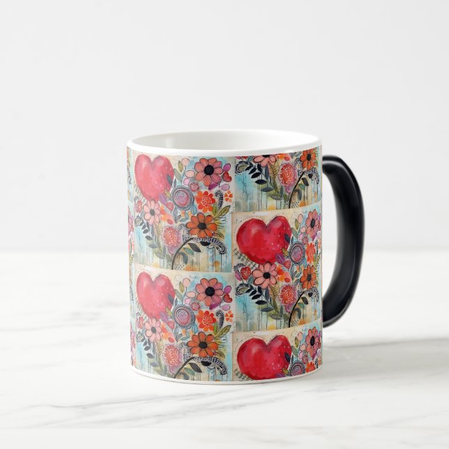 Taza Mágica Arte de garabatos caprichosos y florales (Anverso derecho)