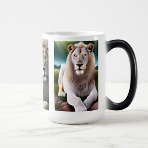 Taza Mágica Arte de IA de León Blanco Místico