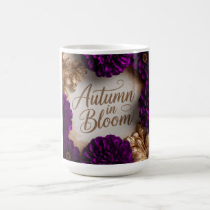 Taza Mágica Arte de plano de composición floral púrpura con le