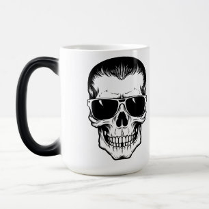 Taza Mágica Arte de tatuaje flash Calavera con gafas de sol