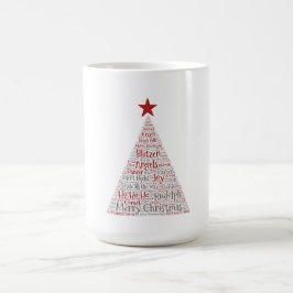 Taza Mágica Arte de Word en árbol de Navidad con estrella roja