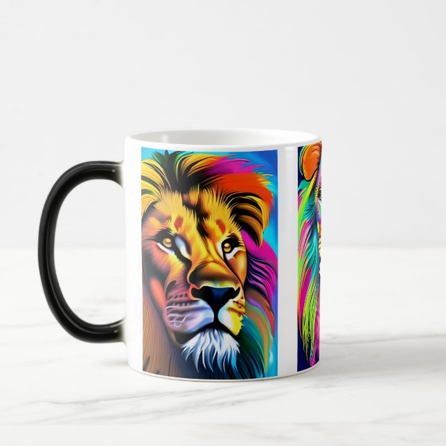 Taza Mágica Arte digital de los leones coloridos (Izquierda)