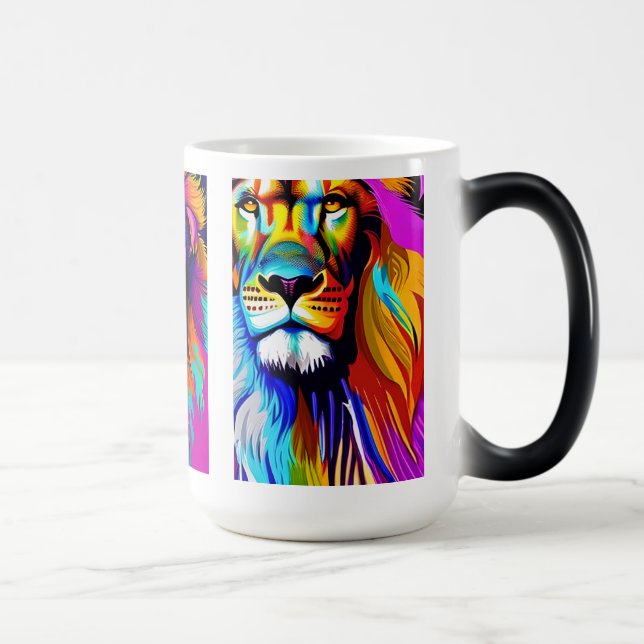 Taza Mágica Arte digital de los leones coloridos (Derecha)