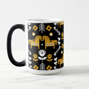 Taza Mágica Arte folclórico escandinavo de caballos