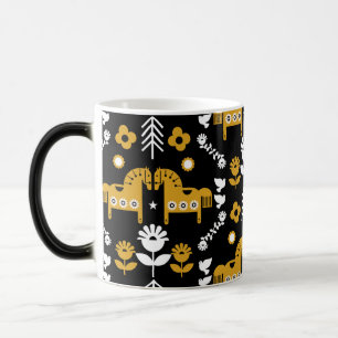 Taza Mágica Arte folclórico escandinavo de caballos
