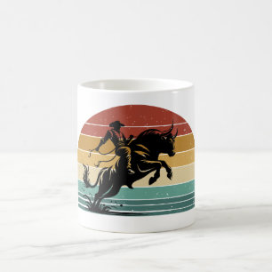 Taza Mágica Arte Occidental Puesta de Sol de Jinete de Toro Re
