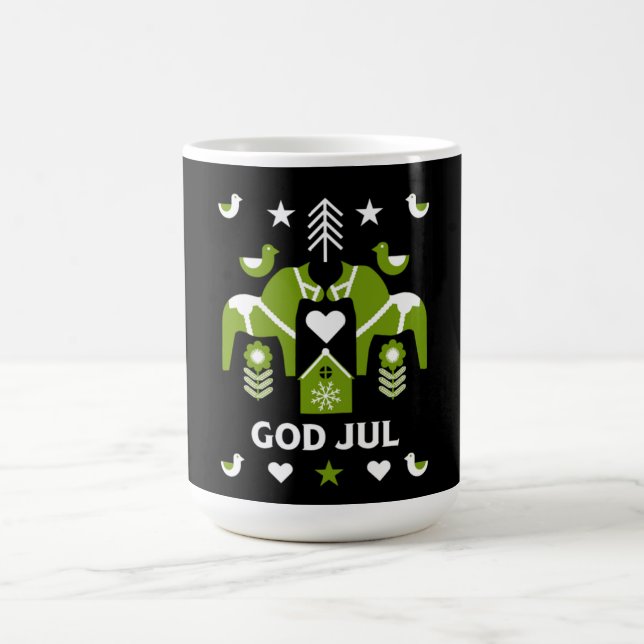 Taza Mágica Arte popular sueco de God Jul (Centro)