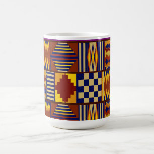 Taza Mágica Arte Popular Tribal - Azul Marino Amarillo Oxidado