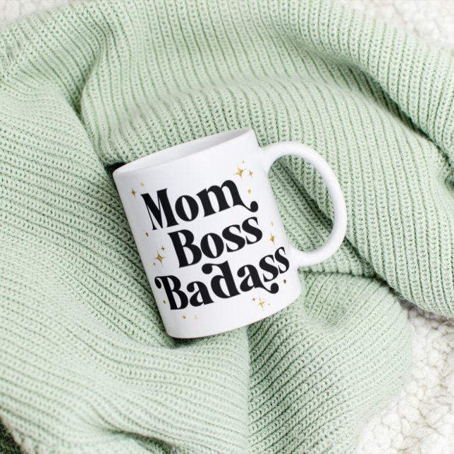 Taza Mágica Audaz Mamá Jefe Badass Café Mug Oro Negro Moderno (Subido por el creador)