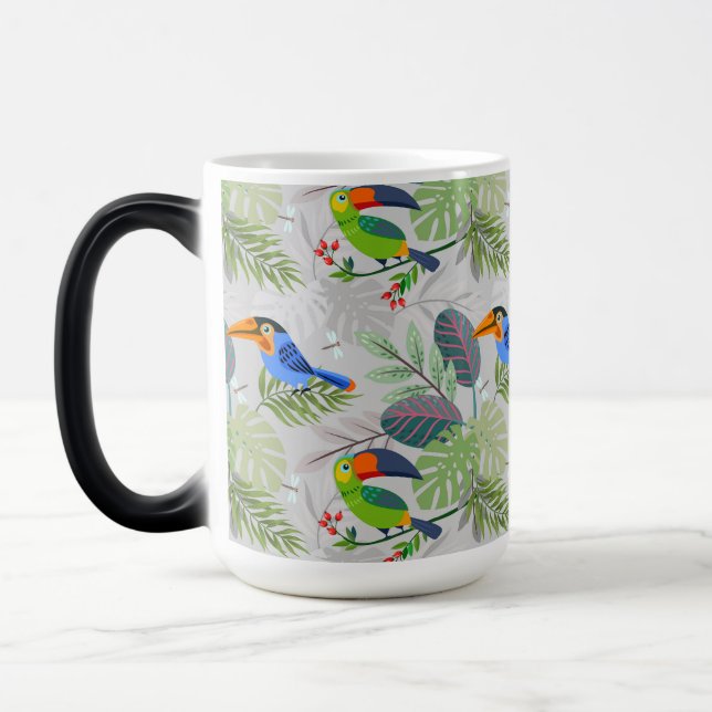 Taza Mágica Ave Táctil, Patrón de Pentágonos, Acuarelas (Izquierda)