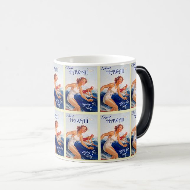 Taza Mágica Aventura de Surf Retro Hawaii (Anverso derecho)
