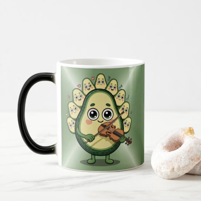 Taza Mágica Avocado Playing Violin Morphing Mug (Con donut)