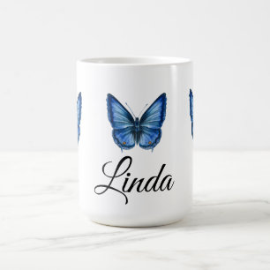 Taza Mágica Azul acuarela Mariposa Café Mug regalos