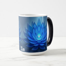 Taza Mágica Azul Lotus Flor Arte Espiritual Zen