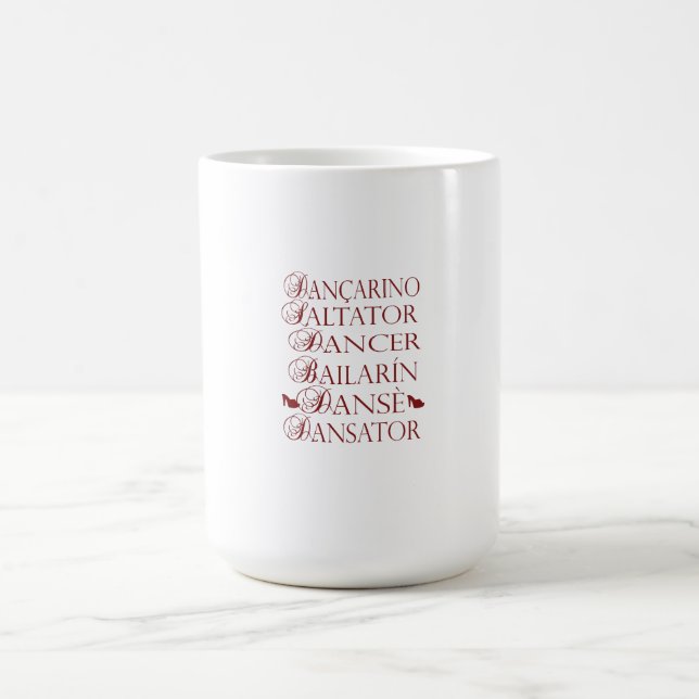 Taza Mágica Bailarina en varios idiomas portugués rumano (Centro)