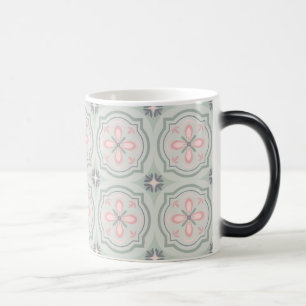 Taza Mágica Baldosas Florales Verde Pastel