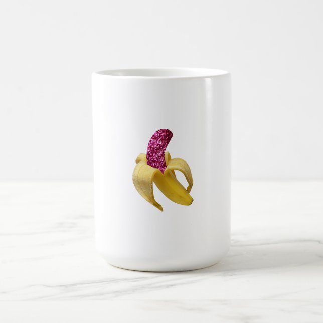 Taza Mágica Banana en falso Purpurina rosado se ve delicioso (Centro)