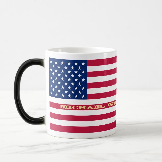Taza Mágica Bandera de Estados Unidos Nombre patriótico Monogr (Izquierda)
