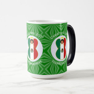 Taza Mágica Bandera de Navidad Ángel Mexicano Personalizada