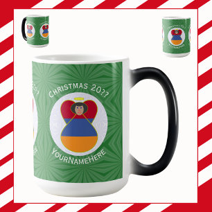Taza Mágica Bandera de Navidad del Ángel Armenio Personalizada