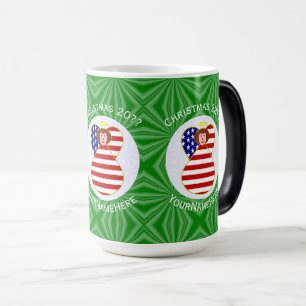 Taza Mágica Bandera de Navidad del ángel del pelo rojo de EE.