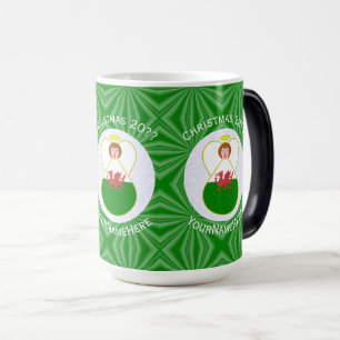 Taza Mágica Bandera de Navidad del Ángel Galés Personalizada