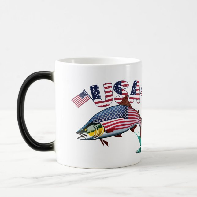 Taza Mágica Bandera patriótica cubierta de trucha arco iris (Izquierda)