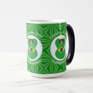 Taza Mágica Bandera Personalizada del Ángel de Navidad Brasile