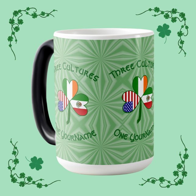 Taza Mágica Bandera Shamrock Americana Mexicana (Subido por el creador)