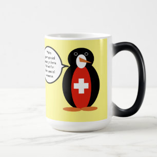 Taza Mágica Bandera Suiza Sra. Pingüino Personalizada 