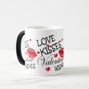 Taza Mágica Besos del amor y deseos de la tarjeta del día de