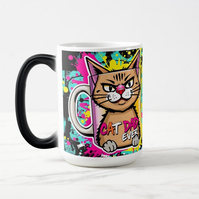 Taza Mágica Best Cat Dad Ever – Urban Whisker King Mug (Izquierda)