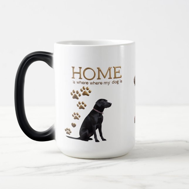 Taza Mágica Black Lab Gold Paw Mug - Morphing 15oz (Izquierda)