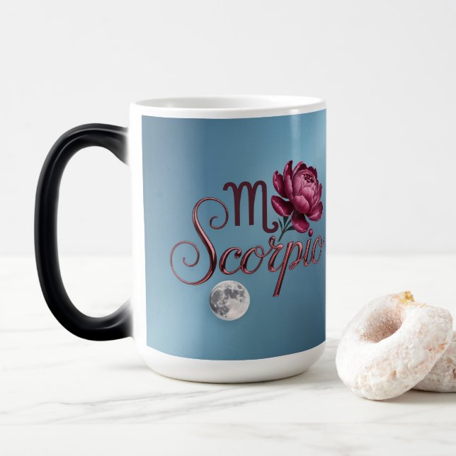 Taza Mágica Blue Scorpio Glyph Moon Peony Morphing Mug (Con donut)