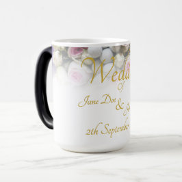Taza Mágica Boda Mug - Novia con un ramo de boda colorido