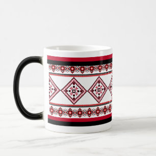 Taza Mágica Bordado ucraniano Vyshyvanka Mug Red Black